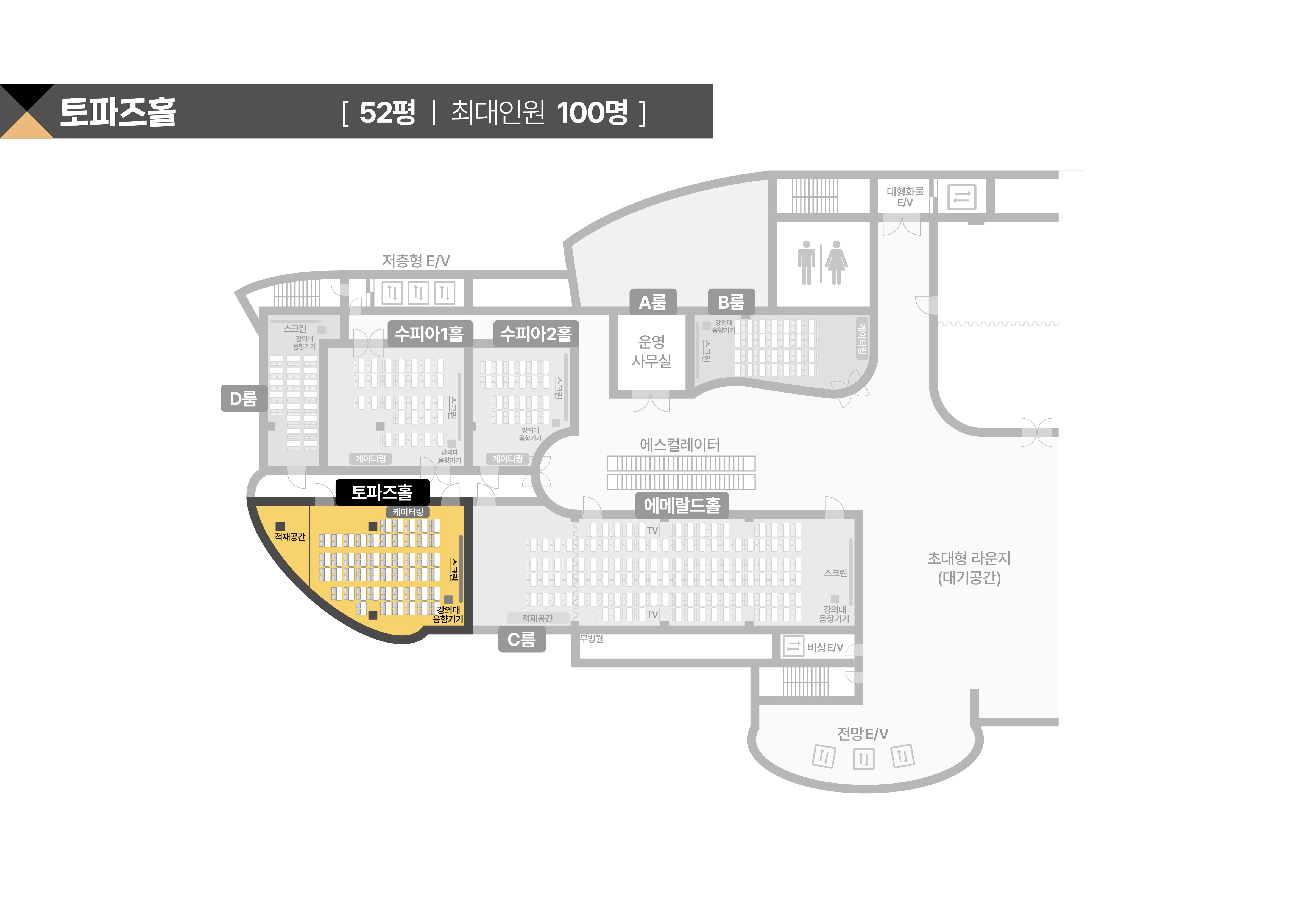 서울중부센터 토파즈홀 평면도(레이아웃)